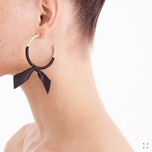 J. Crew Black Ribbon-Wrapped Statement Earrings